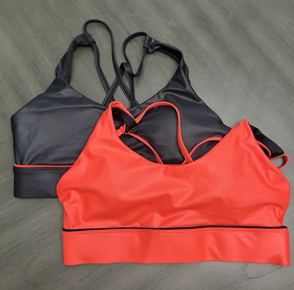 Zyia Active Sports Bras Women’s M Red/Black Sweetheart Metallic Lot Of 2